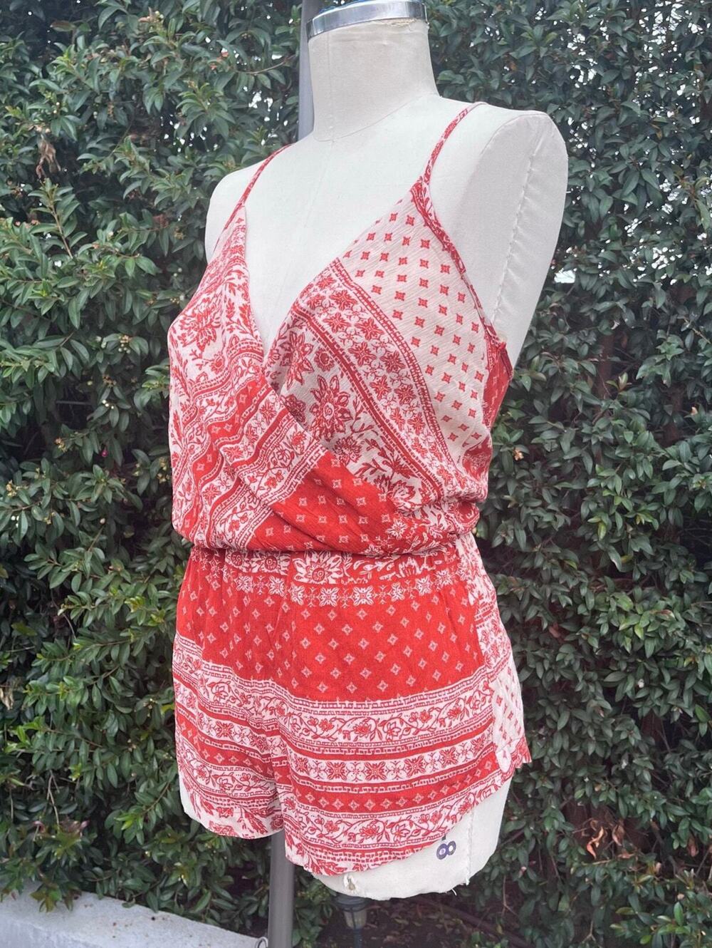 NWT Hippie Rust Boho Print Romper Size Small Festival Sleeveless Rayon